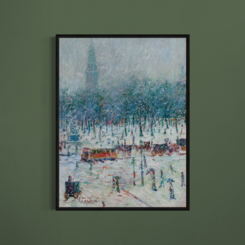 Winter—New York Snow Scene with Madison Square Garden in the Distance