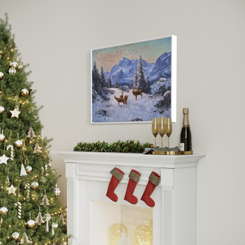 Stag with Herd in Winter